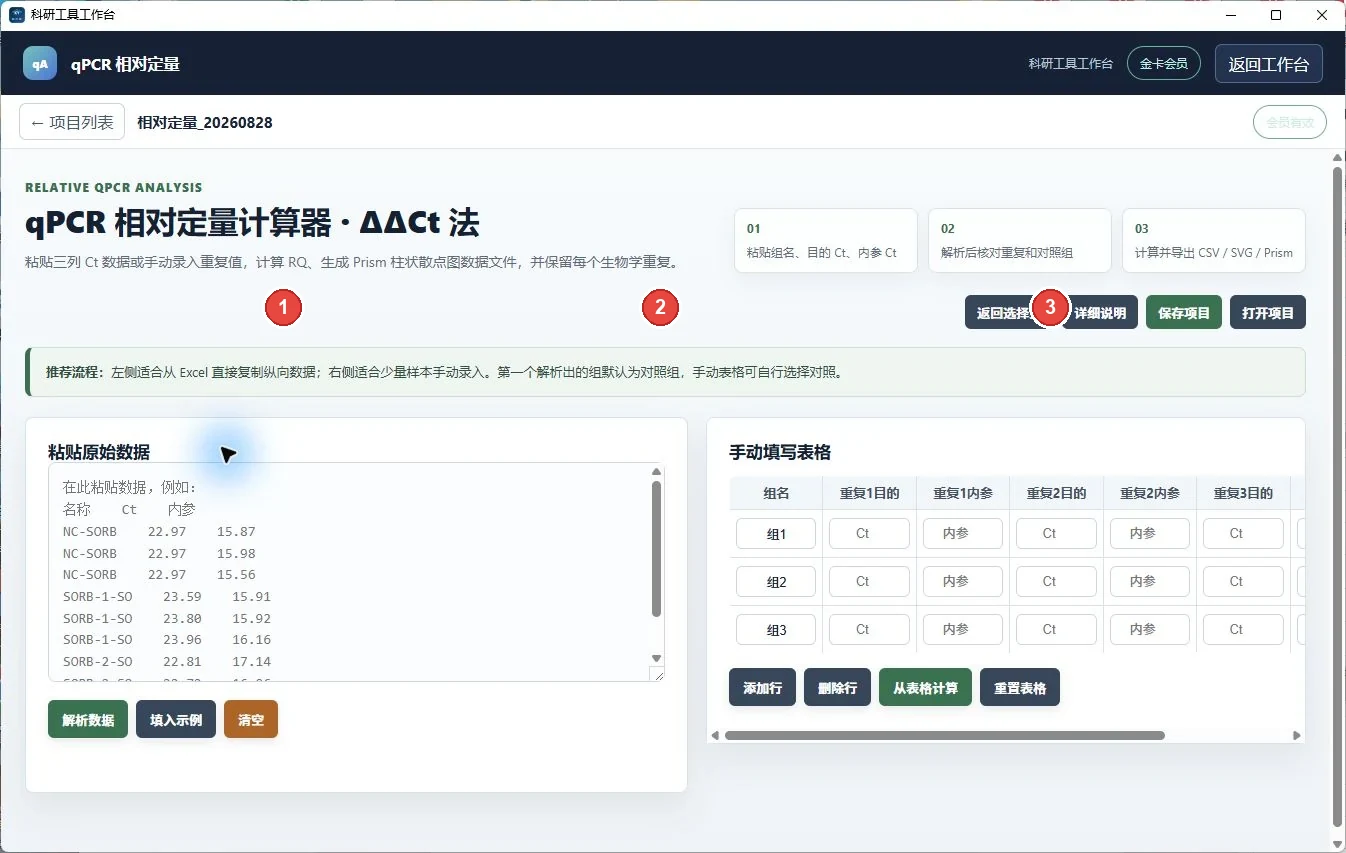 qPCR 相对定量数据输入